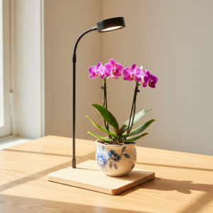 full spectrum led light with wooden base | growing indoor potted plants | micro landscape fish tank lamp | 3 light temperature modes & 10 dimming modes